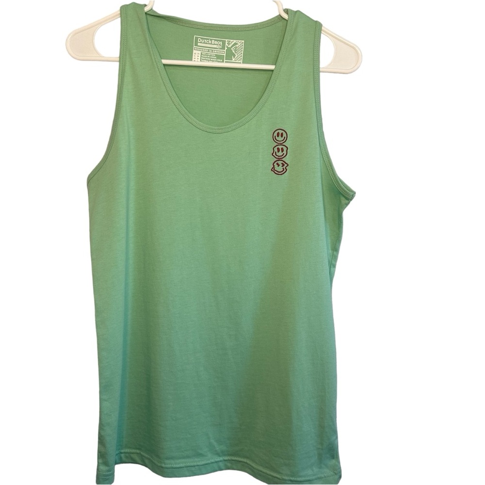 Dutch Bros Unisex Mint Green Tank Top MEDIUM+XL Smiley + Windmill DB 1992